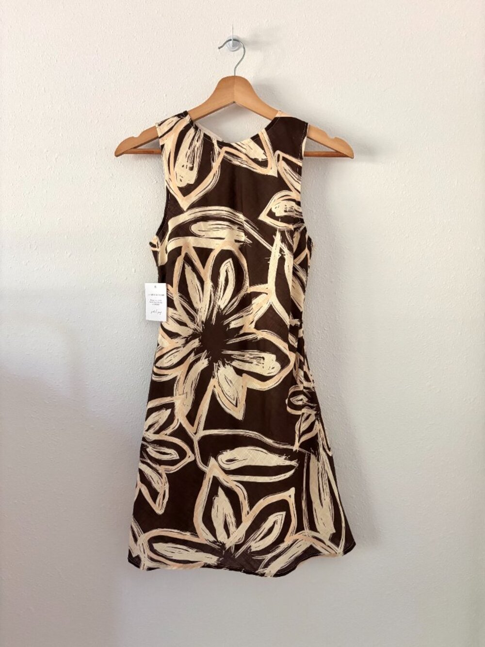 NWT Brown/Cream Backless Mini Dress - Picture 8 of 16